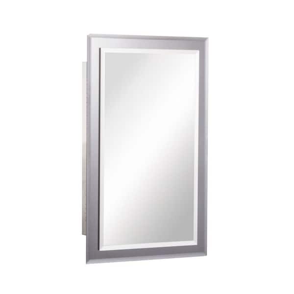 JENSEN Mirror on Mirror 16 in. W x 26 in. H x 5 in. D Frameless Recessed Bathroom Medicine Cabinet with Beveled Edge Mirror