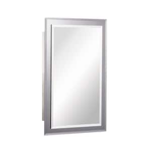 Mirror on Mirror 16 in. W x 26 in. H Medium Rectangular White Steel Recessed Medicine Cabinet with Beveled Edge Mirror