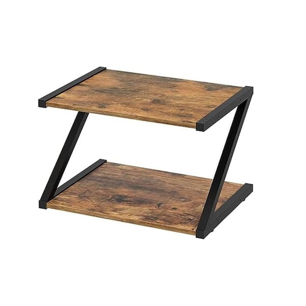 2-Tier Desktop Printer Stand with Storage Shelf, Rustic Brown