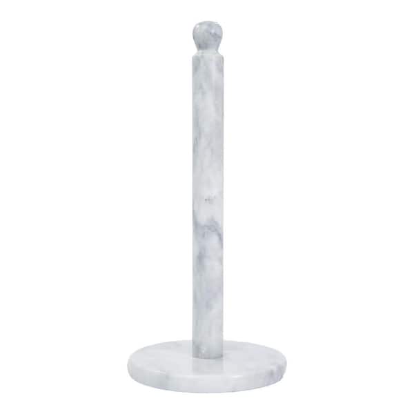 Upright Mount White Light Grey Marble Paper Towel Holder Heavy Non-Slip Base Easy One-Hand Tear 12 Inch