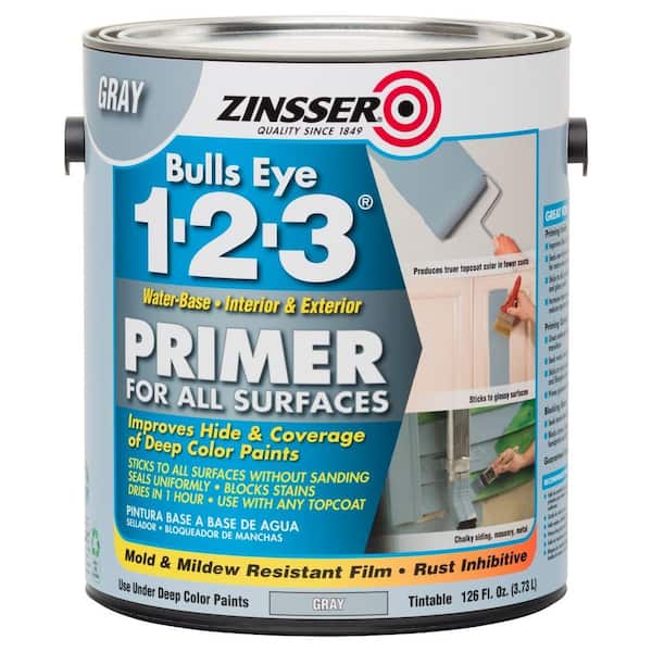 Zinsser Bulls Eye 1-2-3 126 oz. Gray Water-Based Interior/Exterior Primer and Sealer