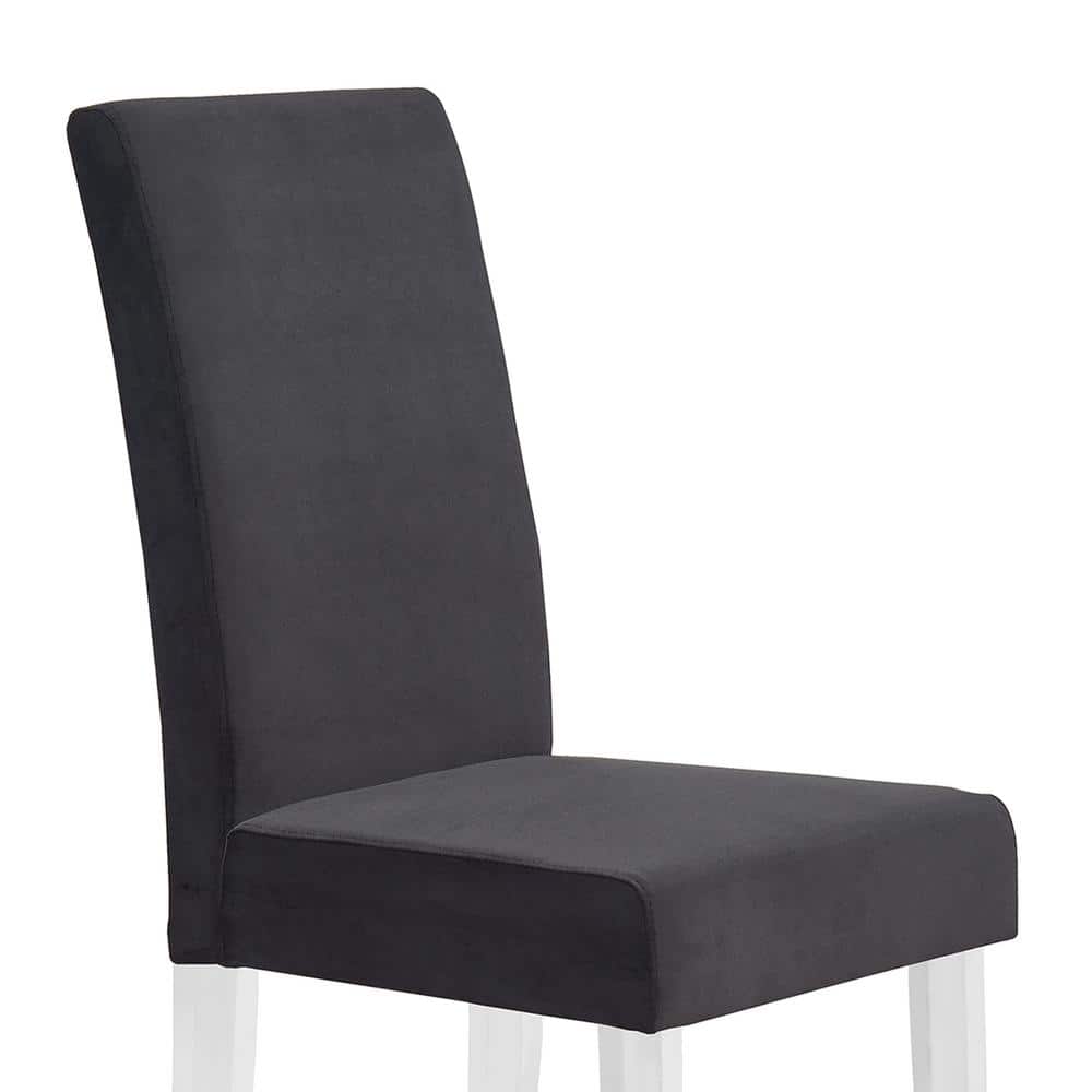 High Parsons 40'' Black Velvet Side Chair with Acrylic Legs