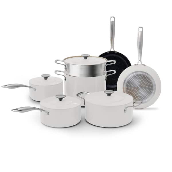 NuWave 11-Piece Duralon Blue Premium Non-Stick Cookware Set in Oyster