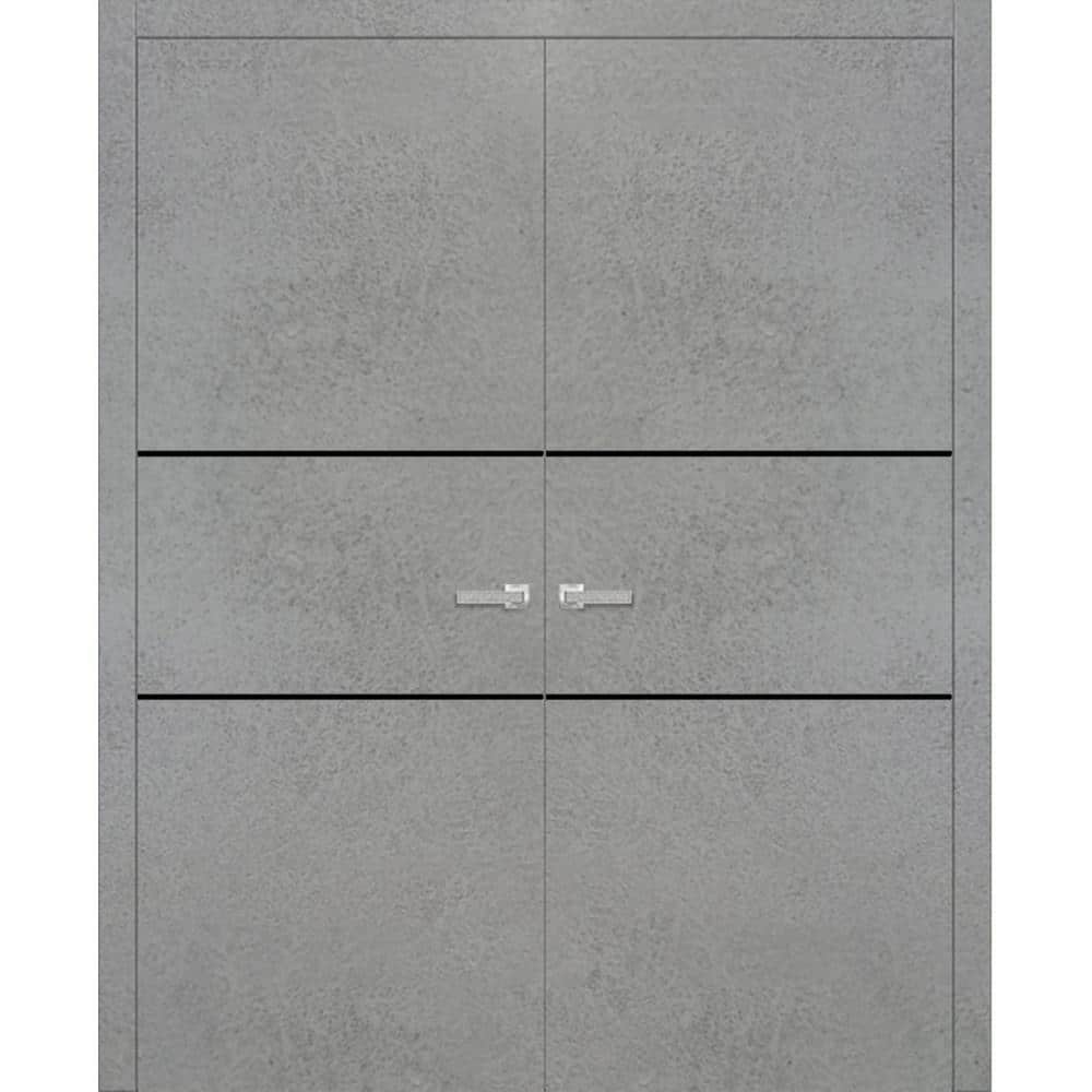 64 in. x 84 in. Concrete Finished Universal/Reversible Frosted Glass Solid Wood Assembly Required Interior Door Kit price history on PriceWatchPro