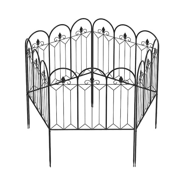 Kingdely 31 .5 in. H x 24 in. Black Steel Garden Fence Panel Rustproof Decorative Garden Fence (5-Pack)