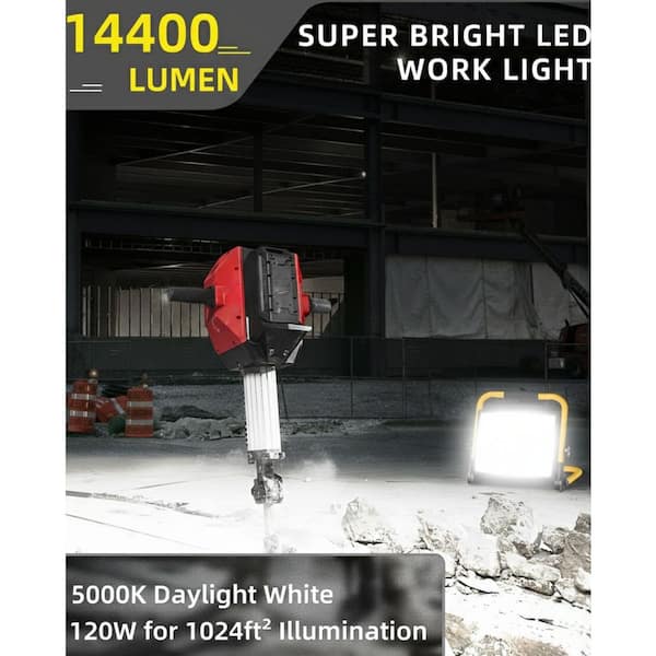 120W 14400 Lumen LED Flood Work Light with 16 ft. Cord and Switch