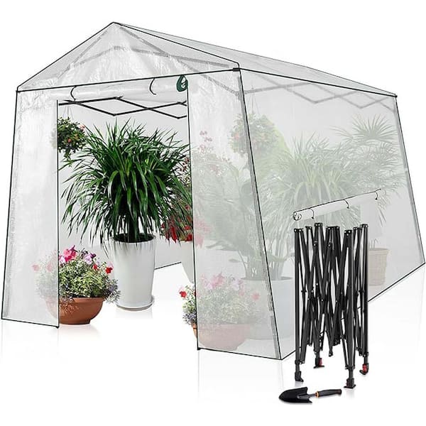 134.2 in. W x 102 in. D x 86.4 in. H Walk-In Greenhouse Garden with Hand Shovel in White