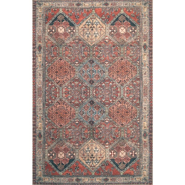 MILLERTON HOME Cayetana Red 8 ft. x 10 ft. Eclectic Moroccan Machine Washable Area Rug