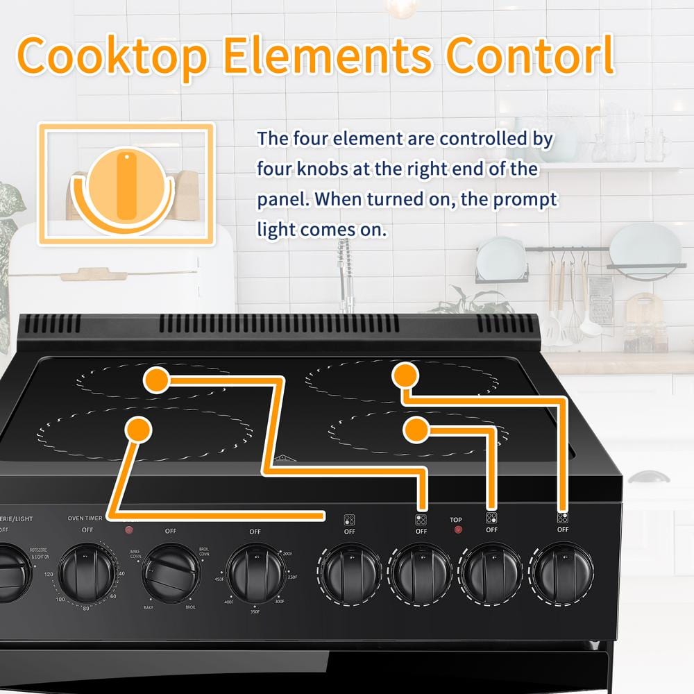 Lanbo 24" Black Freestanding Electric Range with Convection and Warming Drawer
