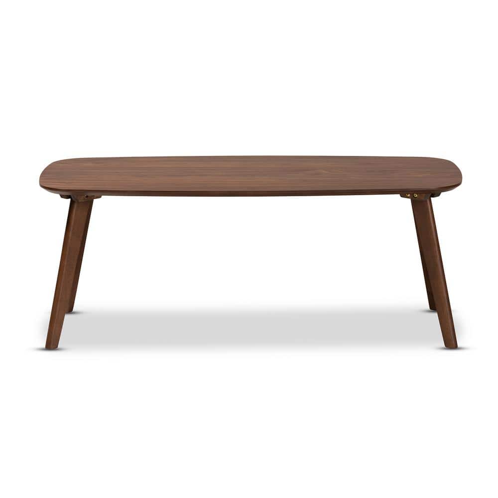 Dahlia Mid-Century Walnut Brown Round Wood Coffee Table