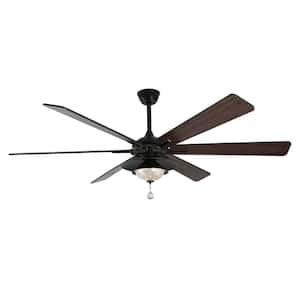 Websters 72 in. Indoor Futuristic Crystal 6-Speed Reversible Matte Black Ceiling Fan with Dimmable LED Lights and Remote