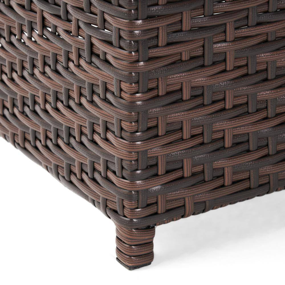 Wing 42" Multi-Brown Wicker Water-Resistant Outdoor Storage Bench