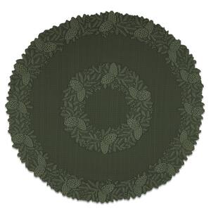 Highland Pine 42 in. W x 42 in. L Aspen Green Floral Polyester Round Table Topper