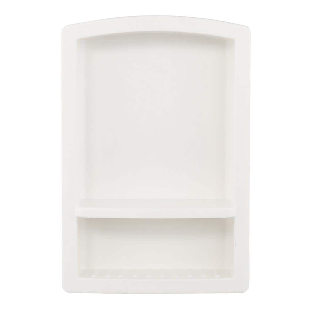White Solid Surface Recessed Shower Shelf with Soap Dish