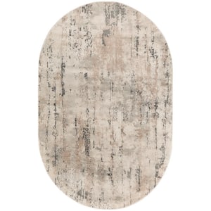Concerto Beige Grey 6 ft. x 9 ft. Abstract Contemporary Oval Area Rug