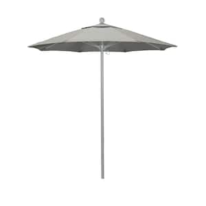 7.5 ft. Grey Woodgrain Aluminum Commercial Market Patio Umbrella Fiberglass Ribs and Push Lift in Granite Sunbrella