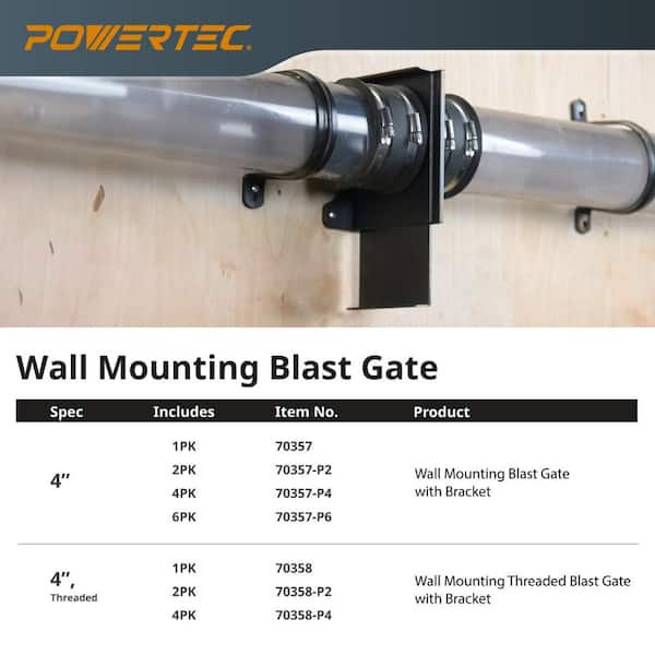 POWERTEC 4 In. Blast Gate With Dust Control Flex Cuff For Dust