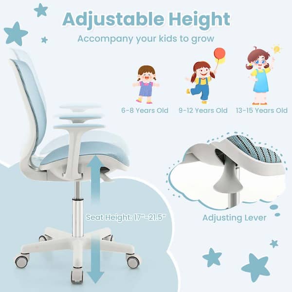 Turquoise Youth Swivel Chair Child Desk Chair No Wheels LUARANE