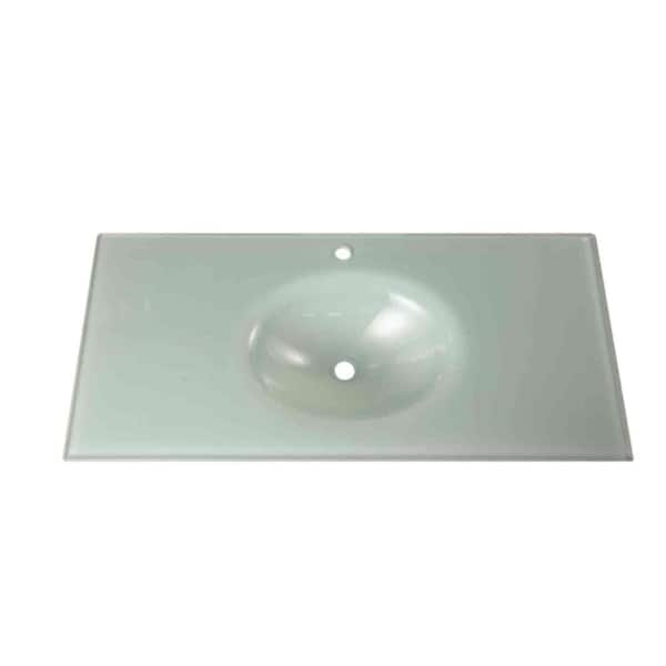 Design Element 36 in. Tempered Glass Vanity Top in Mint without Basin