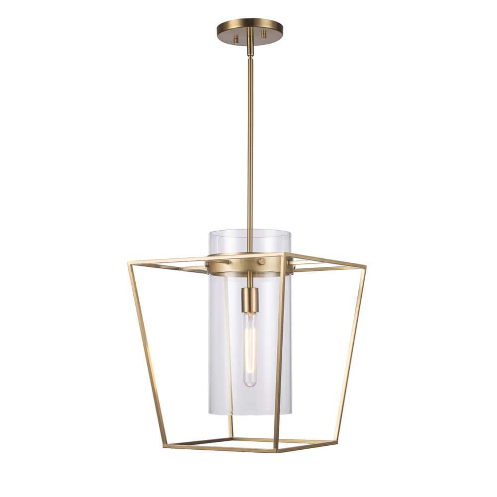 Antique Gold Mini Lantern Pendant with Clear Glass Cylinder