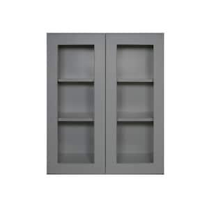 30 in. W x 12 in. D x 36 in. H in Shaker Grey Ready to Assemble Wall Kitchen Cabinet with No Glasses