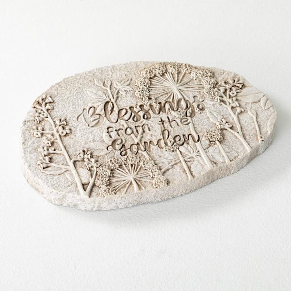 SULLIVANS 11.75 in. x 8 in. x 1 in. Round Magnesia Garden Blessing Stepping Stone