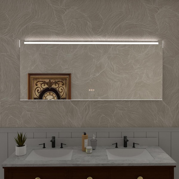 Hermitage Bath Spring 72 in. W x 30 in. H Rectangular Frameless LED Wall Bathroom Vanity Mirror