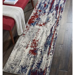 Maxell Multicolor 2 ft. x 8 ft. Abstract Contemporary Kitchen Runner Area Rug