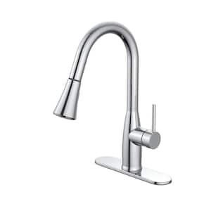Cartway Single-Handle Pull-Down Sprayer Kitchen Faucet in Chrome