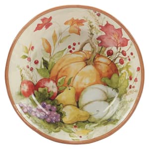 Harvest Blessings 12.75 in. 115.03 fl. Oz. Assorted Colors Earthenware Serving Bowl (Set of 1)