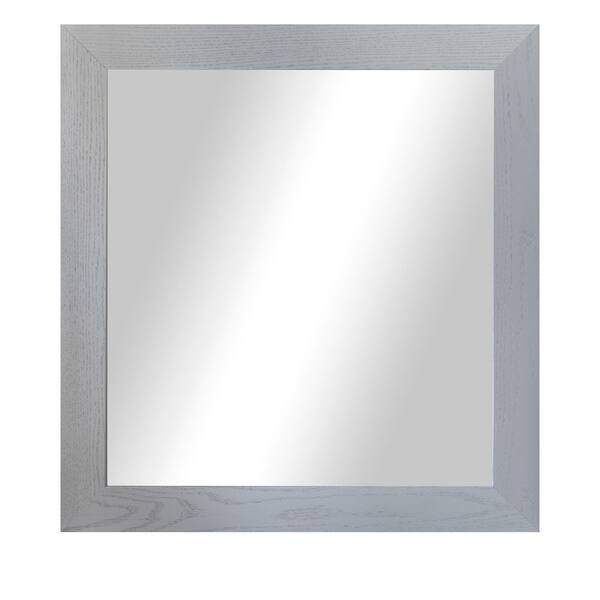 3 in Grey Frame (36 in. W x 33 in. H) Oak Hardwood Rectangle Wall Mirror