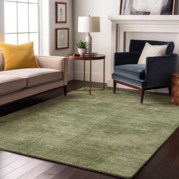 Mayfield Premium Machine Washable Abstract AMF1018 Green 8 ft. x 10 ft. Area Rug