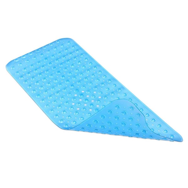 Aoibox 39.4 in. x 15.8 in. Non-Slip Shower Mat in Transparent Blue BPA-Free Massage Anti-Bacterial with Suction Cups Washable
