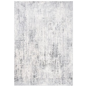 Lagoon Ivory/Gray 8 ft. x 10 ft. Damask Distressed Area Rug