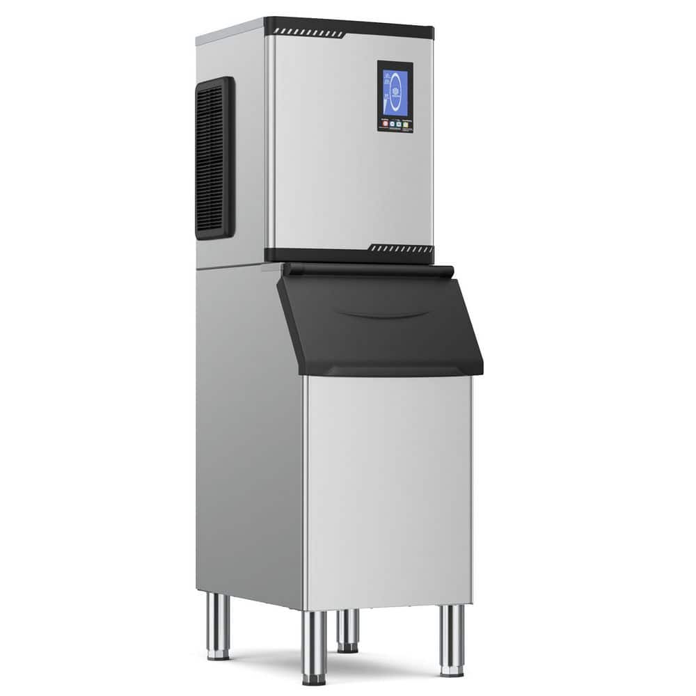 22 in. 680 lb. /24H Commercial Freestanding Ice Maker in Silver, Stainless Steel, with 460 lb. Storage Capacity