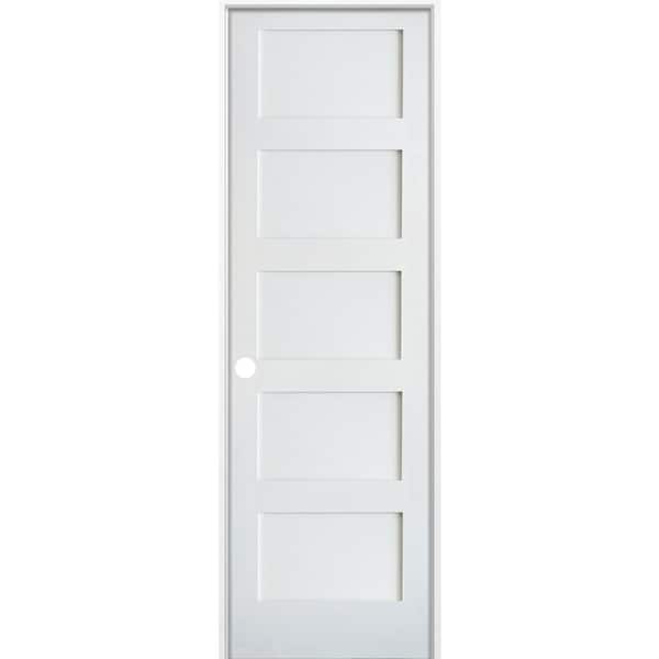 Krosswood Doors 30 in. x 96 in. Shaker 5-Panel Primed Solid Hybrid Core MDF Right-Hand Single Prehung Interior Door