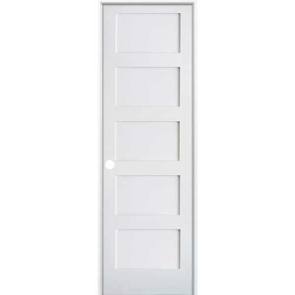 32 in. x 96 in. Shaker 5-Panel Solid Core MDF Primed Right-Hand Single Prehung Interior Door