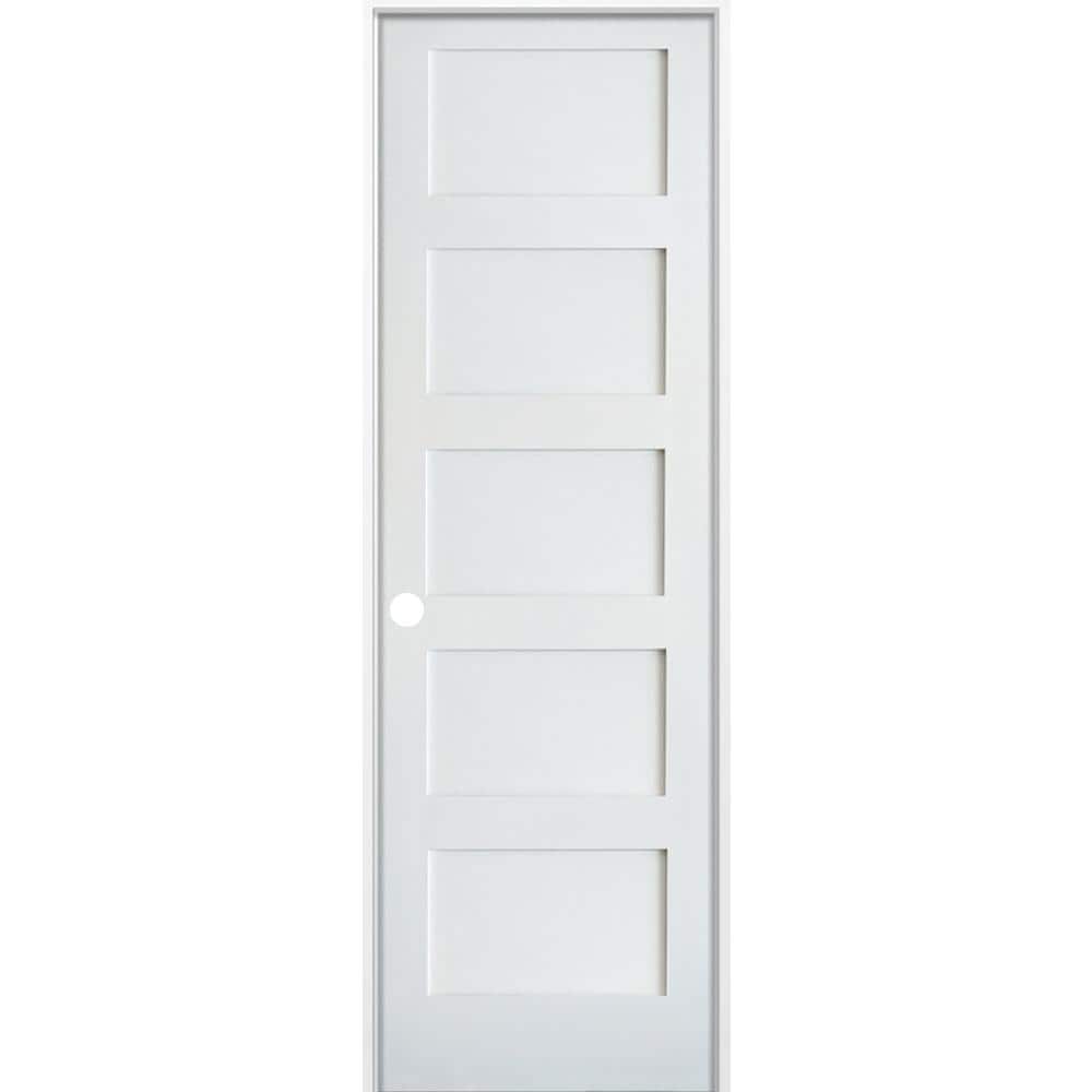 hana① Krosswood Doors 36 in. x 96 in. Shaker 5-Panel Primed Right