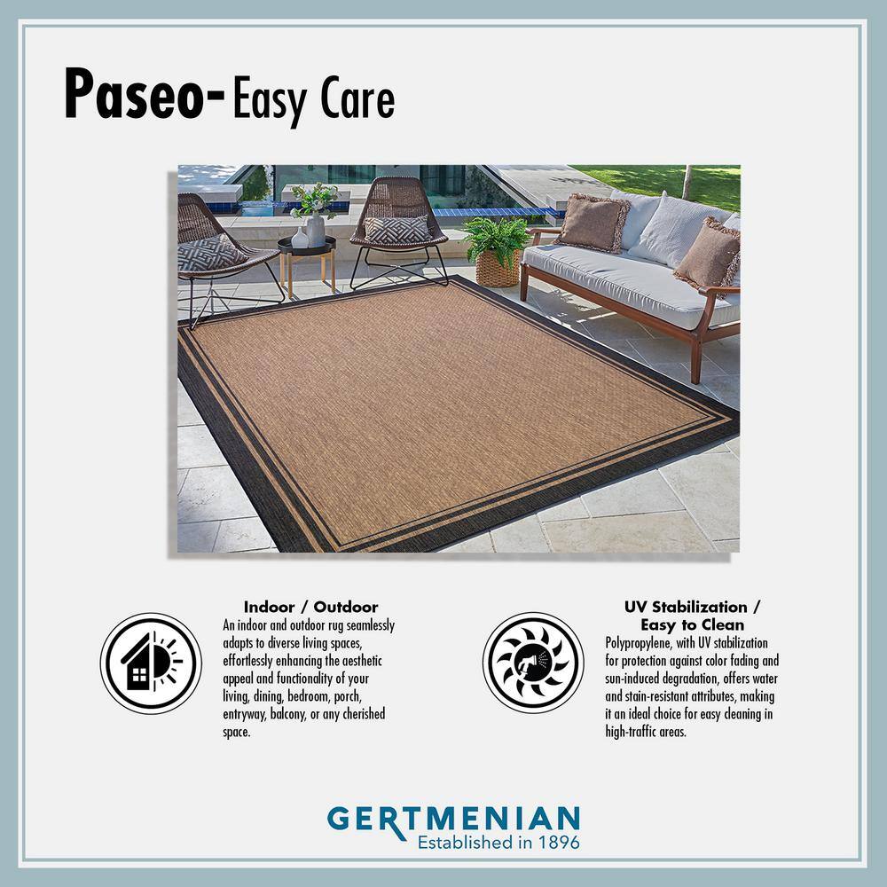 Navy Blue and Beige Medallion Synthetic 5' x 7' Outdoor Rug