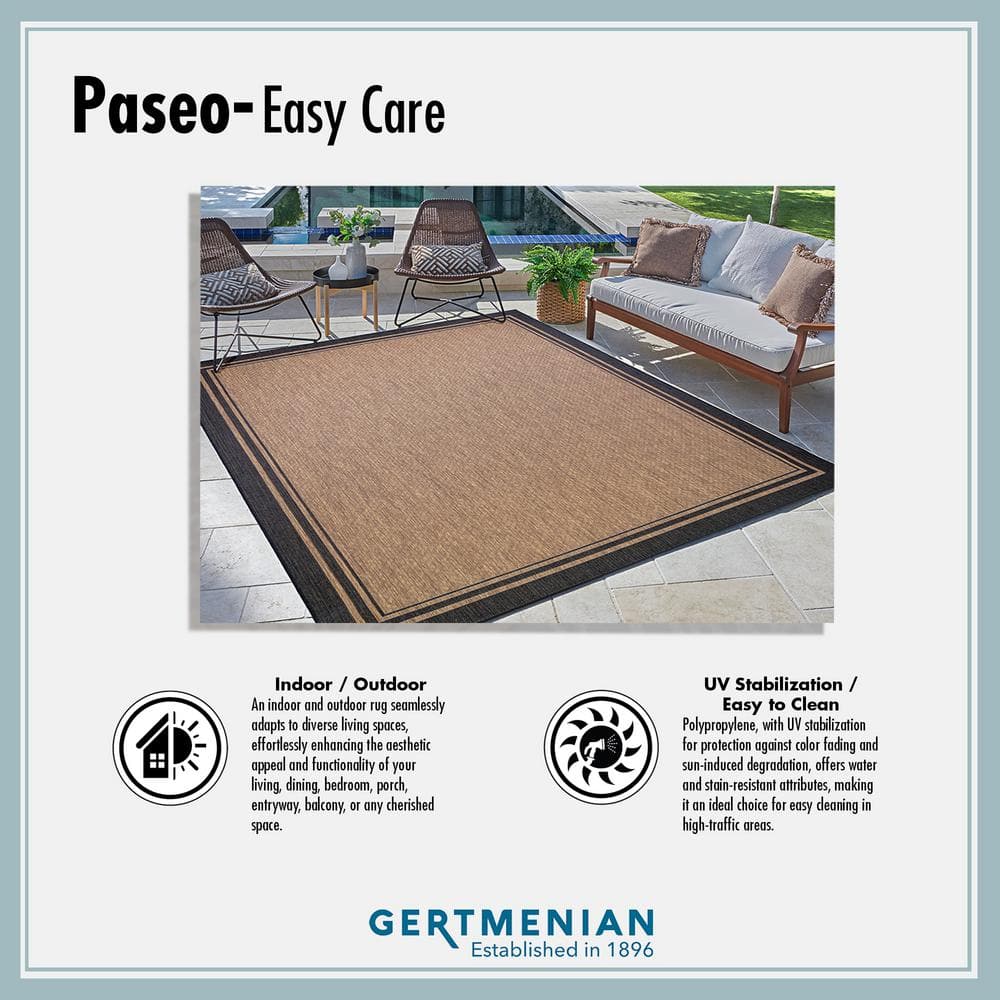 Navy and Beige Medallion Synthetic 8' x 10' Outdoor Rug