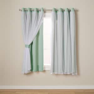Talia Aqua Solid Lined Room Darkening Grommet Top Curtain, 52 in. W x 63 in. L (Set of 2)