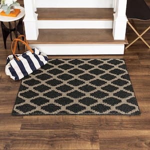 Basics Prism Black 1 ft. 8 in. x 2 ft. 6 in. Transitional Tufted Geometric Lattice Polyester Rectangle Area Rug