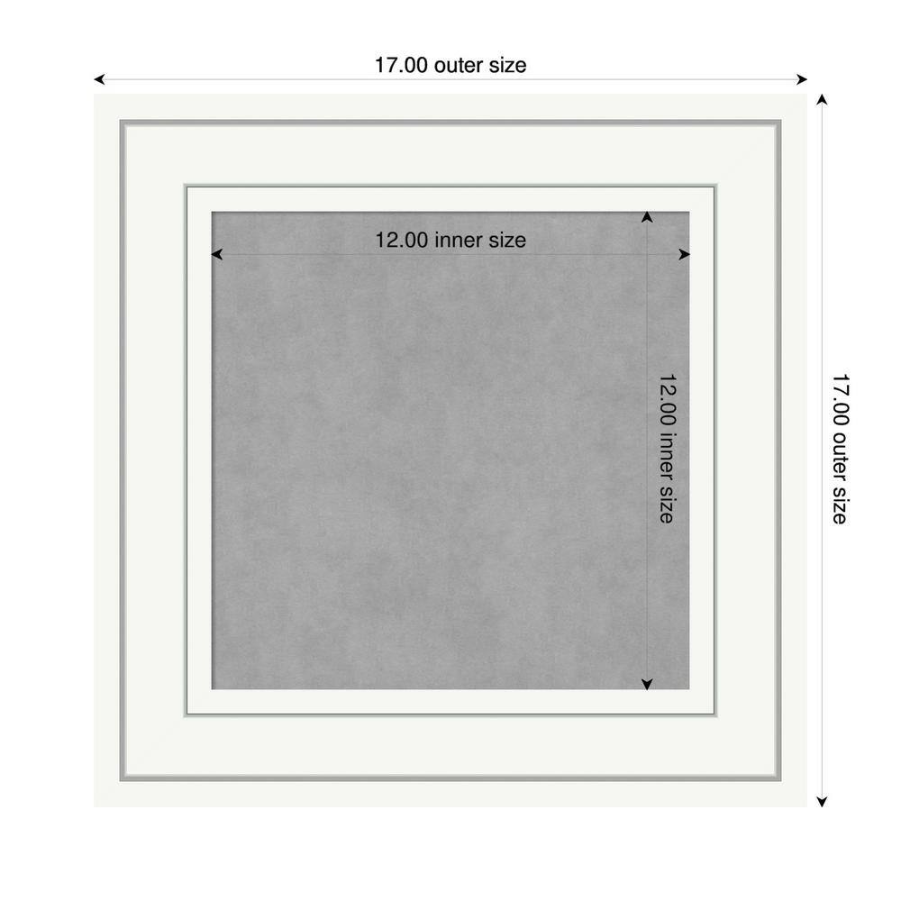 Grey and White Wood Framed Magnetic Memo Board 12x12
