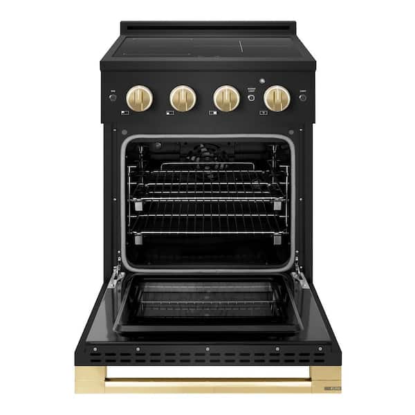 Autograph 24 in. 3.2 cu. ft. Marino Induction Range 3 Burner Elements and Electric Oven in Black Stainless with Gold
