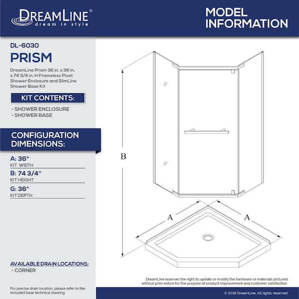 Prism Neo Angle Shower Enclosure & White Base Kit - Dreamline