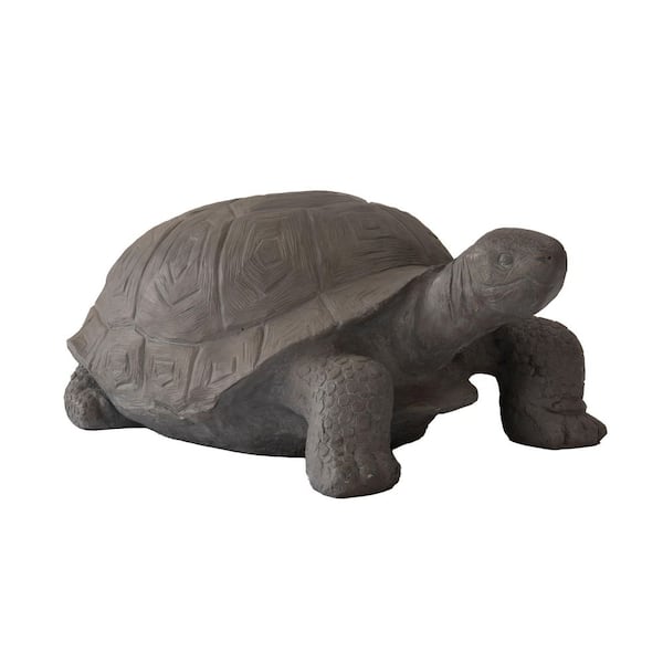 30.3 in.  L Dark Grey Concrete Turtle Statue, Indoor or Outdoor decor, Natural Design Sculpture