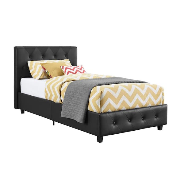 DHP Dean Black Faux Leather Upholstered Twin Bed