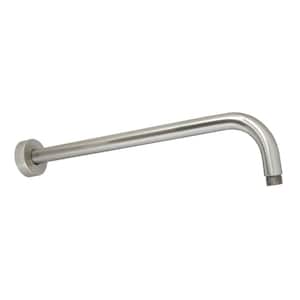 15 In. Long Rain Shower Arm with Flange in Satin Nickel - Made of Solid Brass