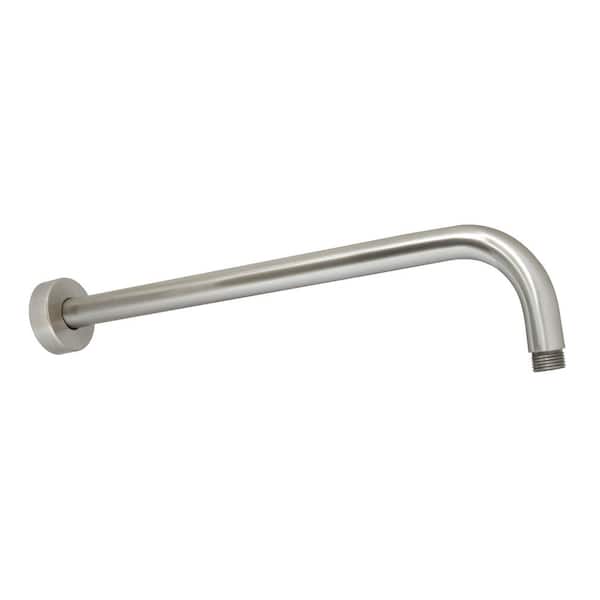 MODONA 15 In. Long Rain Shower Arm with Flange in Satin Nickel - Made of Solid Brass