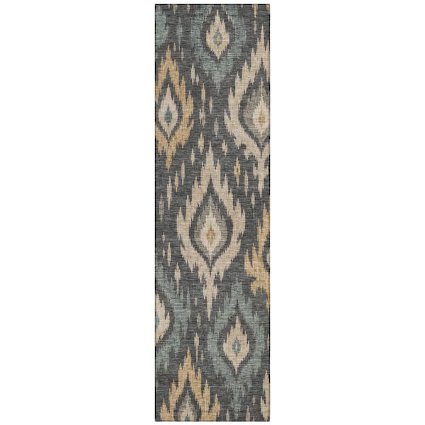 Chantille Machine Washable Indoor/Outdoor Abstract ACN3073 Charcoal 2 ft. x 7 ft. Runner Rug